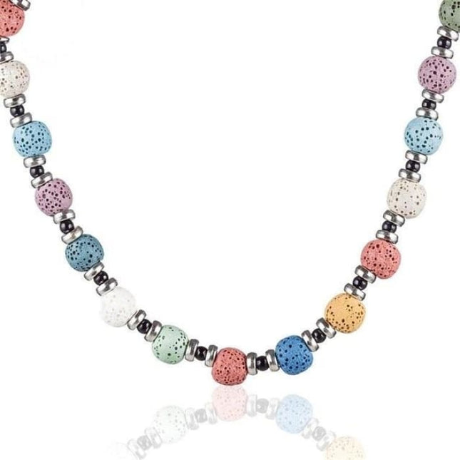 Rainbow Lava Stone Essential Oil Necklace-0