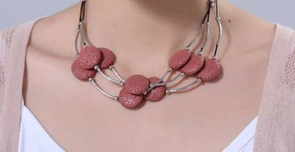 Red 6 Lava Stone Essential Oils Necklace-1