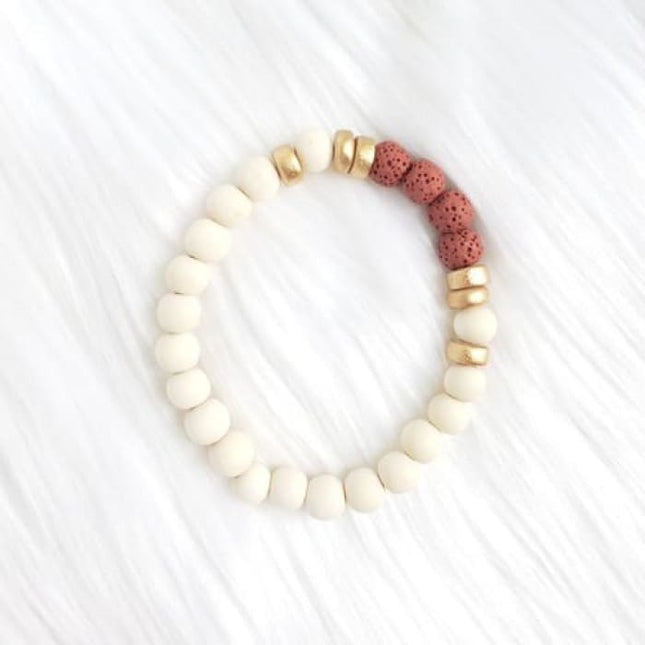 Red & White Lava Stone Bracelet-0