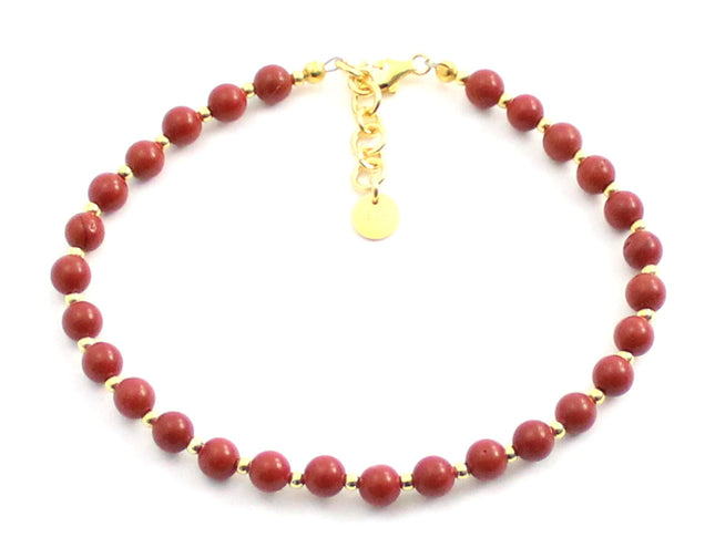 Red Jasper Minimalist Anklet With Sterling Silver-0