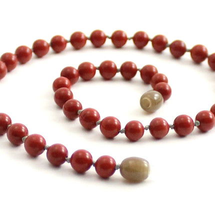 Jasper Gemstone Knotted Red Necklace-0