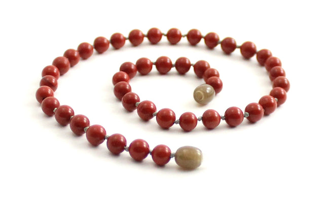 Jasper Gemstone Knotted Red Necklace-0