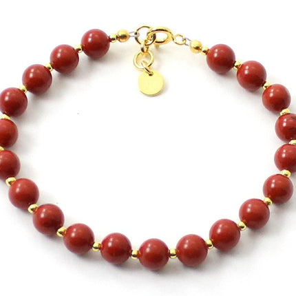Red Jasper Bracelet With Silver Beads-0