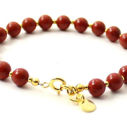 Red Jasper Bracelet With Silver Beads-2