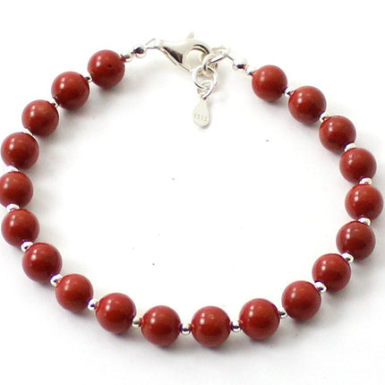 Red Jasper Bracelet With Silver Beads-4