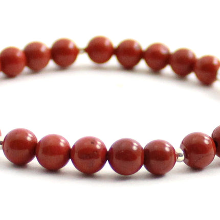 Stretch Bracelet With Sterling Silver and Red Jasper-4