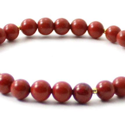 Stretch Bracelet With Sterling Silver and Red Jasper-3