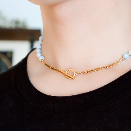 CIRCE | Necklace in Aquamarine and 18 and 24 carat gold plated-3