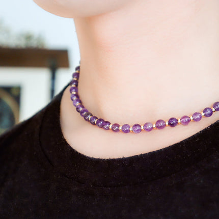 CIRCE | Necklace in Amethyst and 18 and 24 carat gold plated-2