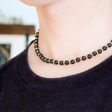 CIRCE | Necklace in black Tourmaline and 18 and 24 carat gold plated-2