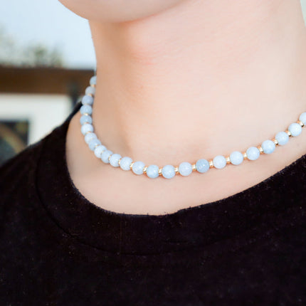 CIRCE | Necklace in Aquamarine and 18 and 24 carat gold plated-2