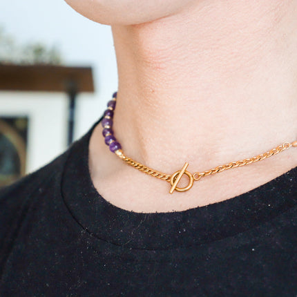 CIRCE | Necklace in Amethyst and 18 and 24 carat gold plated-3