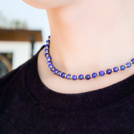 CIRCE | Lapis lazuli and 18 and 24 carat gold plated necklace-2