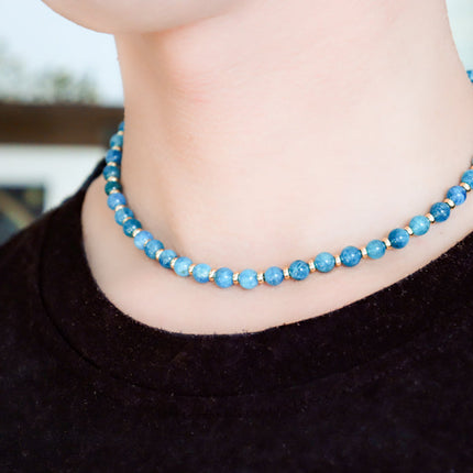 CIRCE | Necklace in Blue Apatite and 18 and 24 carat Gold plated-2