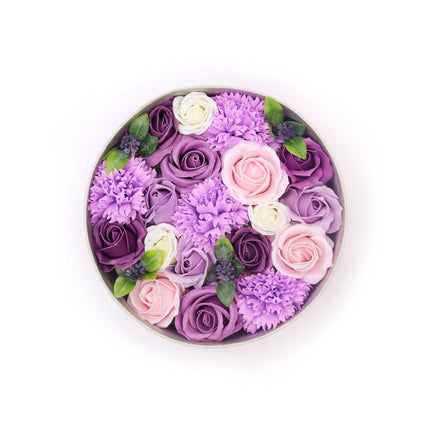 Round Box - Lavender Rose & Carnation Soap Flowers