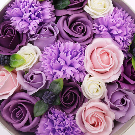 Round Box - Lavender Rose & Carnation Soap Flowers