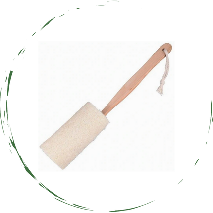 Natural Loofah Bath Brush w/Long Handle.-1
