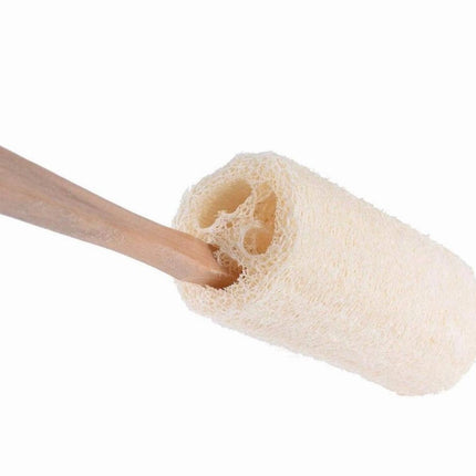 Natural Loofah Bath Brush w/Long Handle.-4