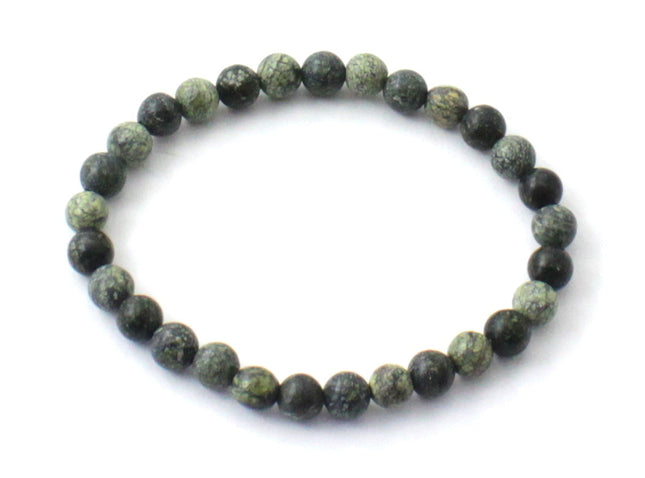 Stretch Bracelet With Serpentine Green Gemstones-0