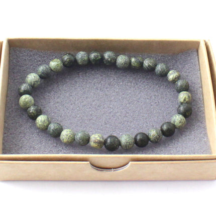 Stretch Bracelet With Serpentine Green Gemstones-1
