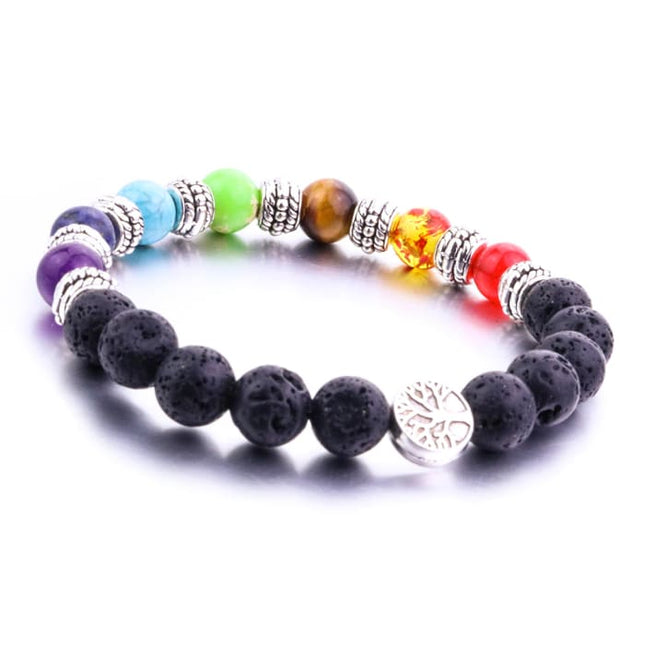 Seven Chakras Tree Of Life Lava Stone Essential Oil Bracelet-0