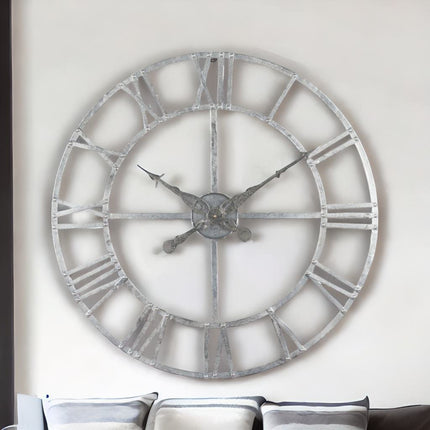 Silver Foil Skeleton Wall Clock 82cm