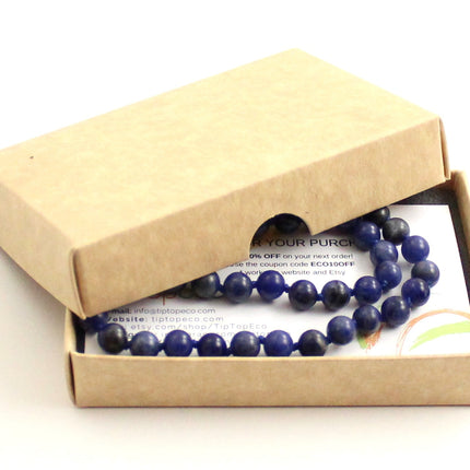 Sodalite Gemstone Knotted Blue Necklace-1
