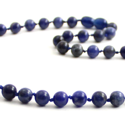 Sodalite Gemstone Knotted Blue Necklace-2