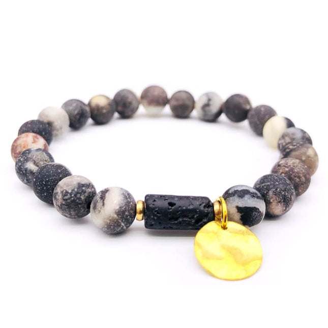 Sun Goddess Lava Stone Essential Oil Bracelet Grey-0