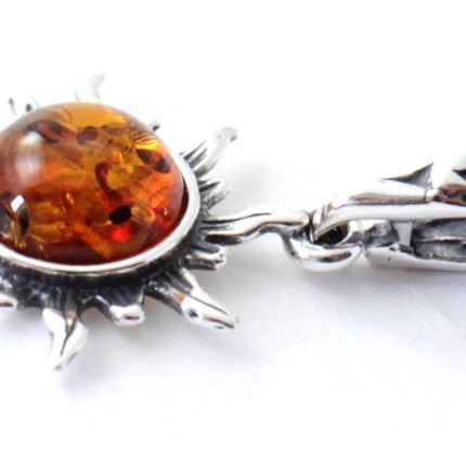 PSP-3 Silver and Amber Sun Cognac Pendant-3