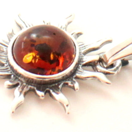 PSP-3 Silver and Amber Sun Cognac Pendant-2