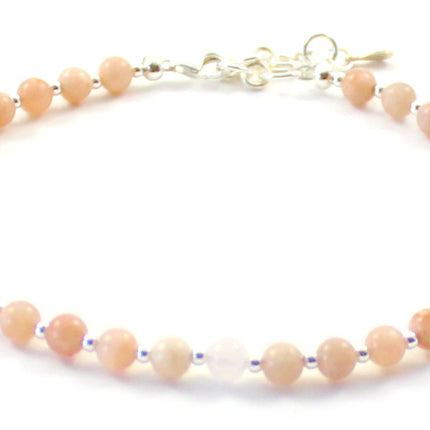 Sunstone Minimalist Pink Anklet With Silver-4