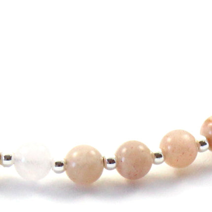 Sunstone Minimalist Pink Anklet With Silver-3