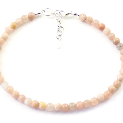 Sunstone Minimalist Pink Anklet With Silver-6