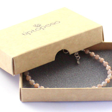Sunstone Minimalist Pink Anklet With Silver-1