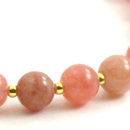 Sunstone Pink Bracelet With Silver Beads-3