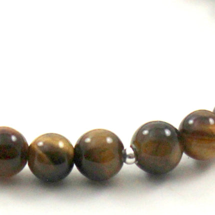 Stretch Bracelets With Silver and Brown Tiger Eye-3