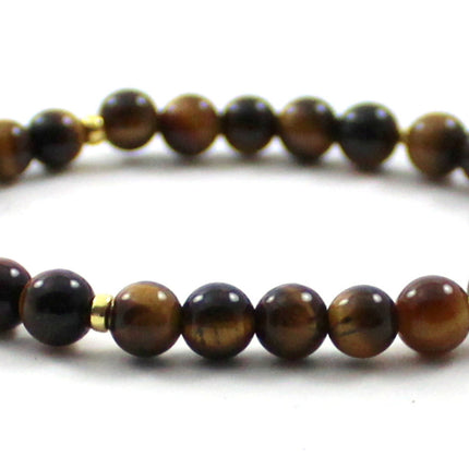 Stretch Bracelets With Silver and Brown Tiger Eye-4