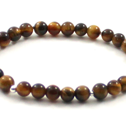 Stretch Bracelets With Silver and Brown Tiger Eye-2