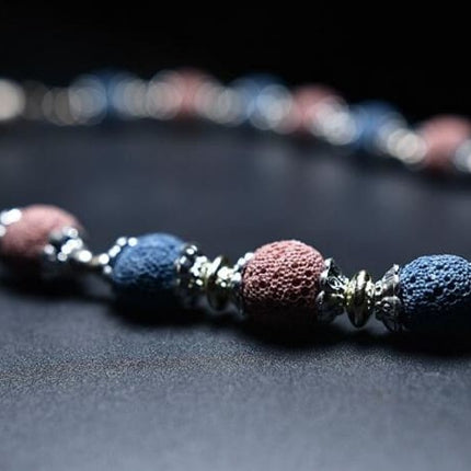 Violet and Blue Choker Lava Stone Essential Oil Necklace-1