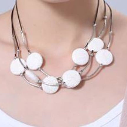 White 6 Lava Stone Essential Oils Necklace-1