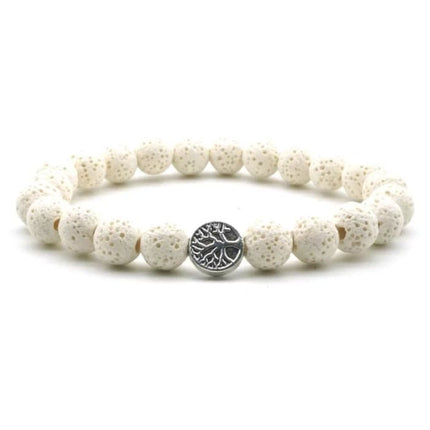 White Lava Stone Tree of Life Essential Oil Bracelet-0