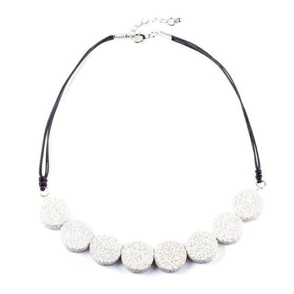 White Tablet Beads Lava Stone Essential Oils Necklace-0