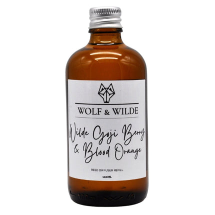 Wilde Goji Berry & Blood Orange 100ML Luxury Reed Diffuser Refill In Amber Glass Bottle