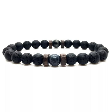 Wood and Lava Stone Essential Oil Bracelet - Gray 2-0