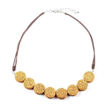 Yellow Tablet Beads Lava Stone Essential Oils Necklace-0