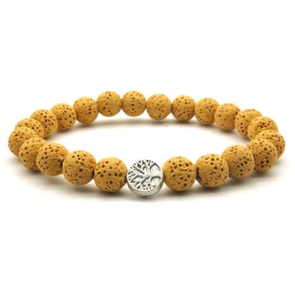 Yellow Tree of Life Lava Stone Essential Oil Bracelet -0